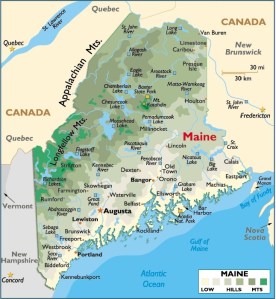 Map of Maine, USA