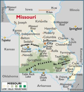 Map of Missouri, USA