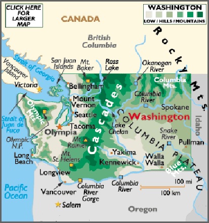 Map of Washington, USA